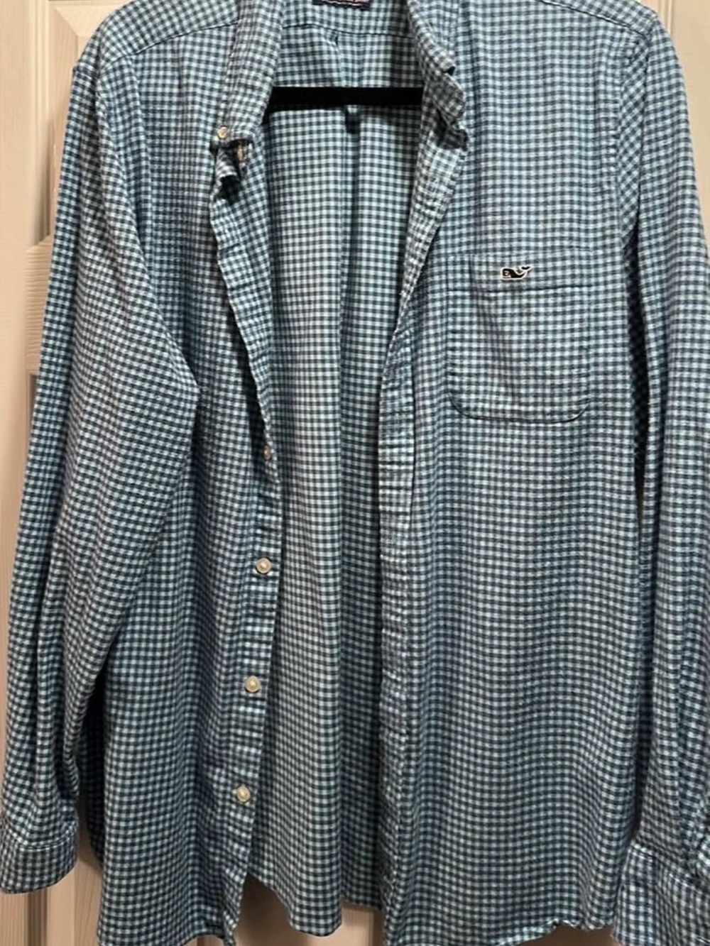 Vineyard Vines Teal & White Gingham Button-Down Shirt - Men's